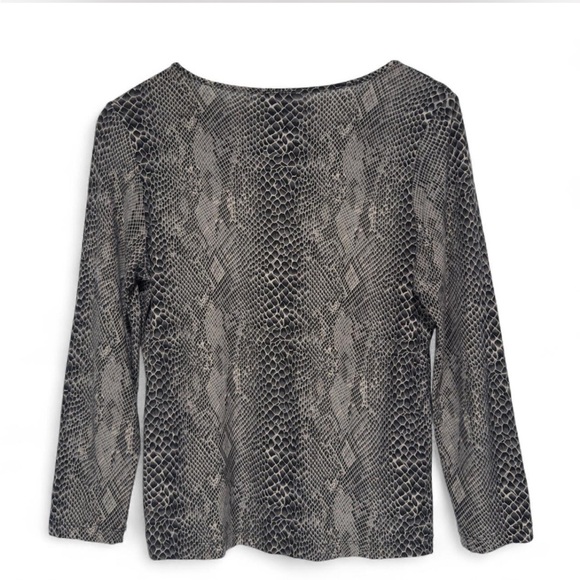 Neutral Snakeskin Top Animal Print, Stretchy Small, Y2K Streetwear, Gray Tan - Picture 3 of 7